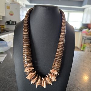 Handmade Brown and Tan Shell Statement Necklace